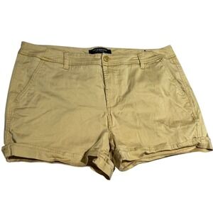 Liverpool Mustard Yellow Chino Shorts Womens Size 16 Mid Rise Stretch Cuffed EUC